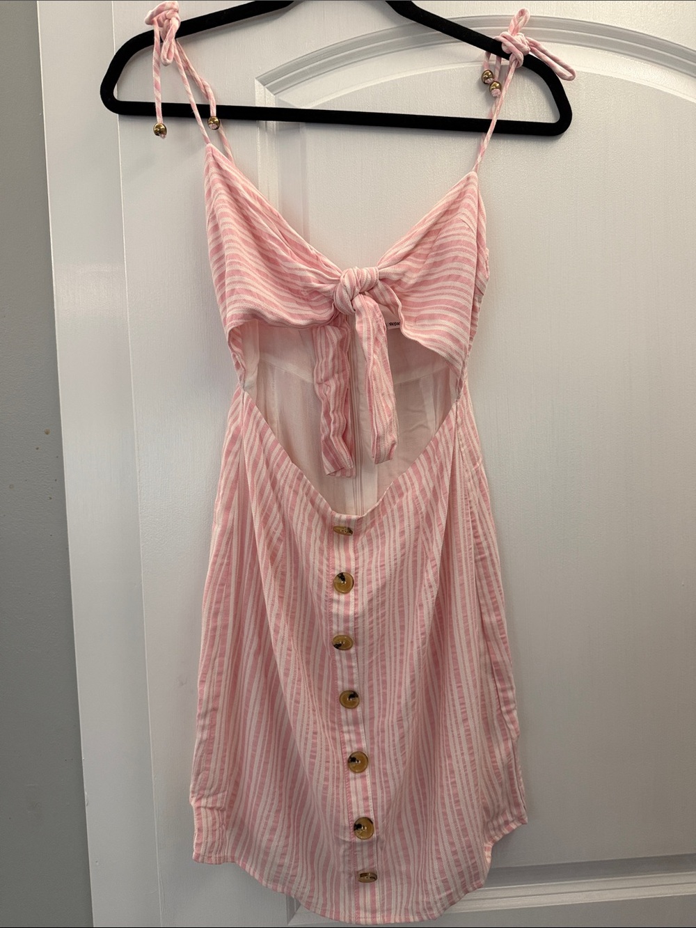 Pink Striped Tie-Front Summer Dress